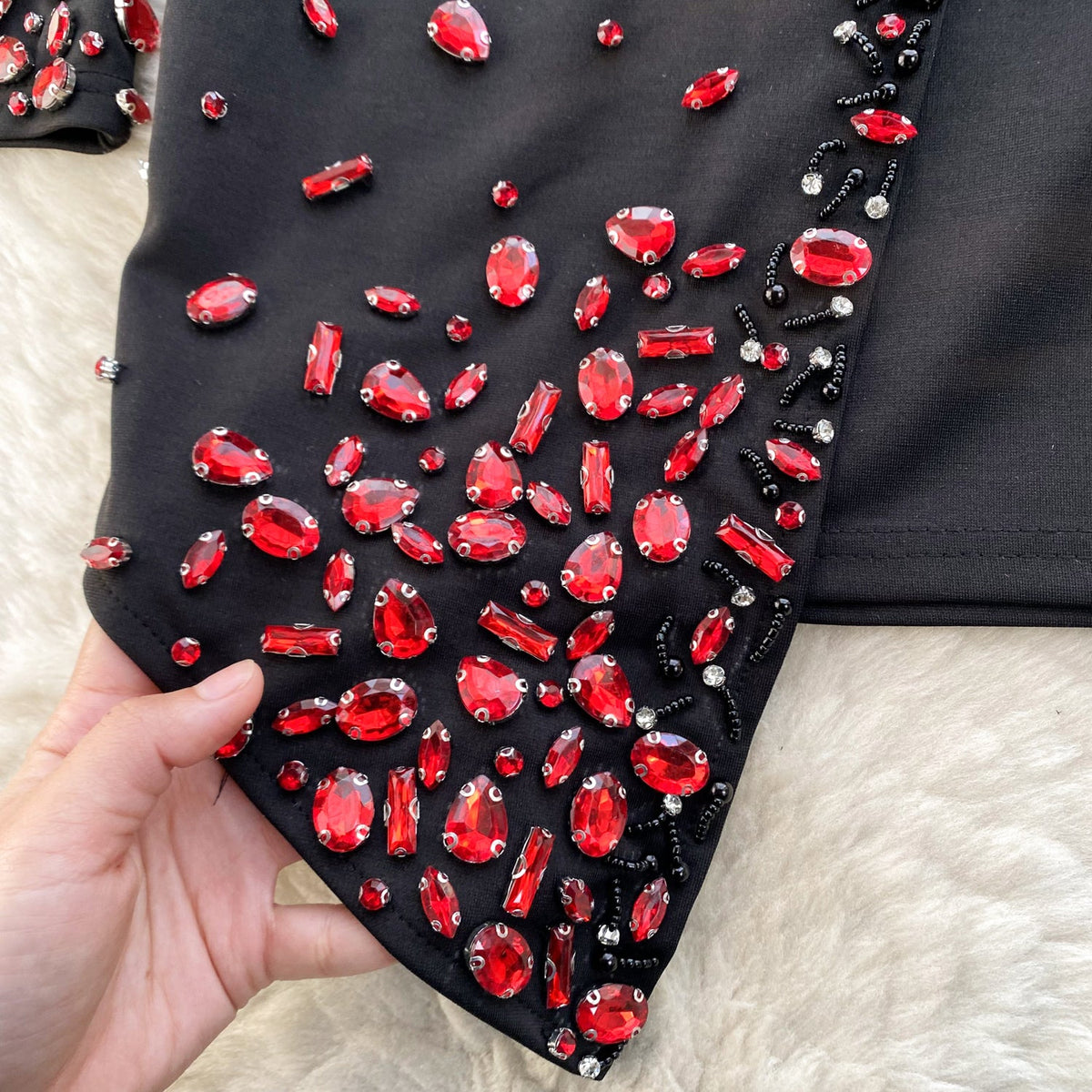 Elegant Asymmetric Beaded Floral Dress
