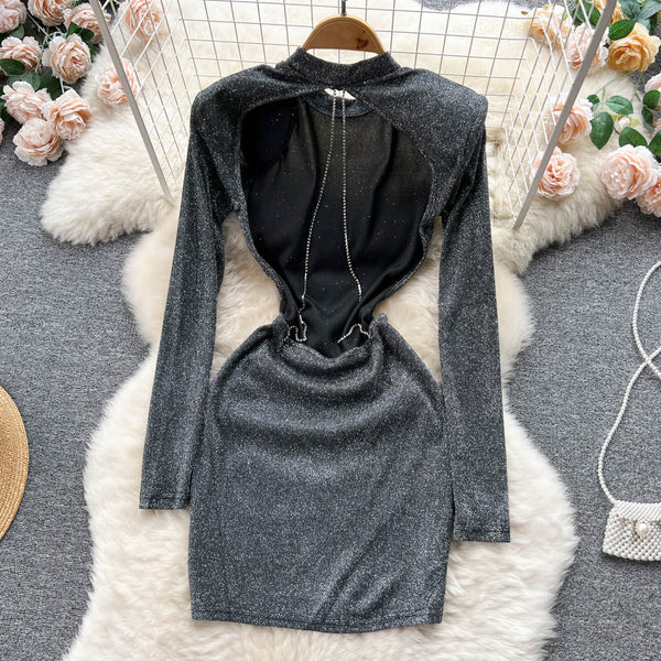 Sexy Backless Hollowed Slim Dress