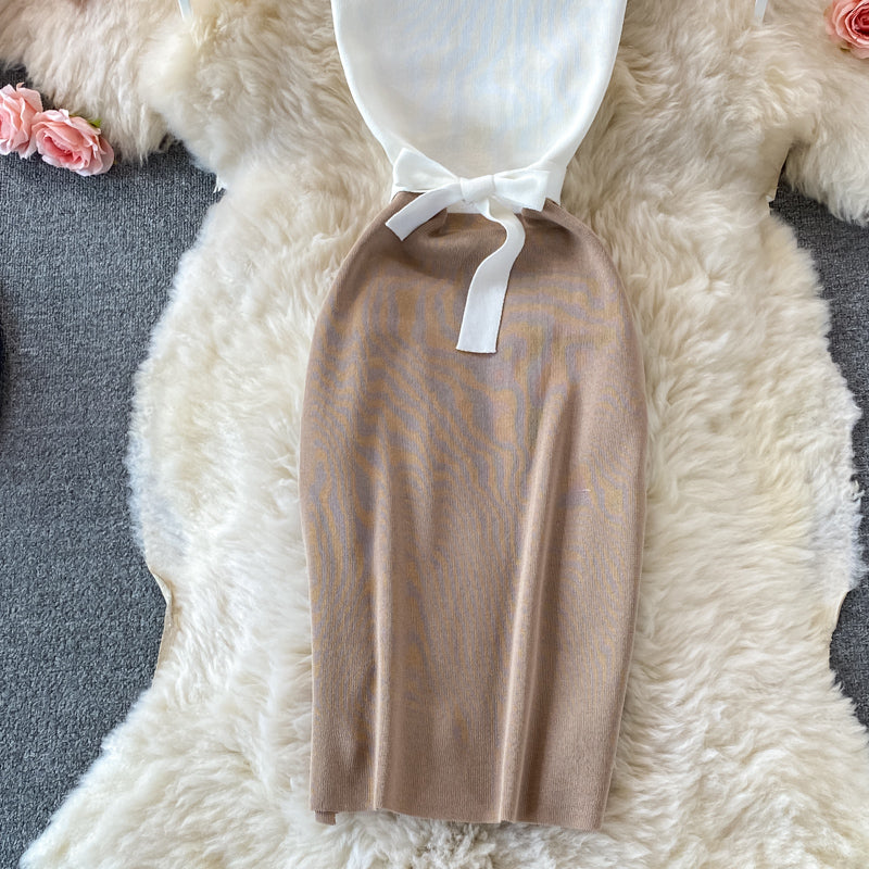 Knitted Patchwork Slim Fit Dress