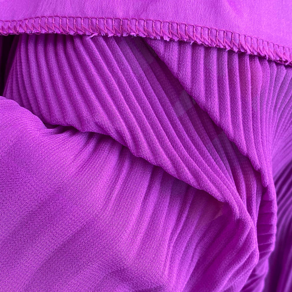 Vintage Ruffle Puffy Sleeve Pleated Dress