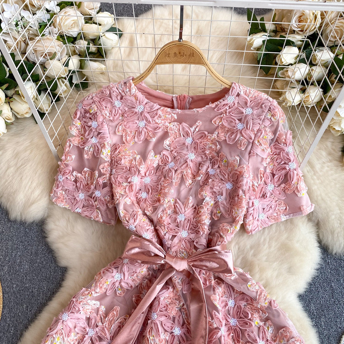 Pink Floral Embroidered Princess Dress