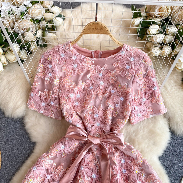 Pink Floral Embroidered Princess Dress