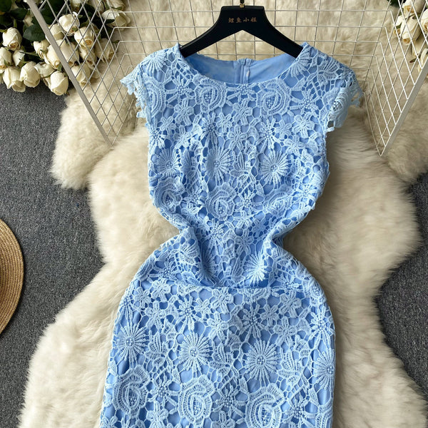 Vintage Crochet Lace Sleeveless Dress