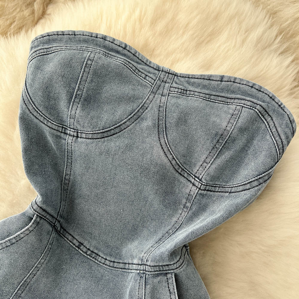 Vintage Off-shoulder Loose Denim Dress
