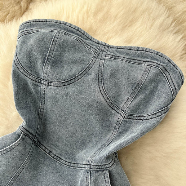 Vintage Off-shoulder Loose Denim Dress