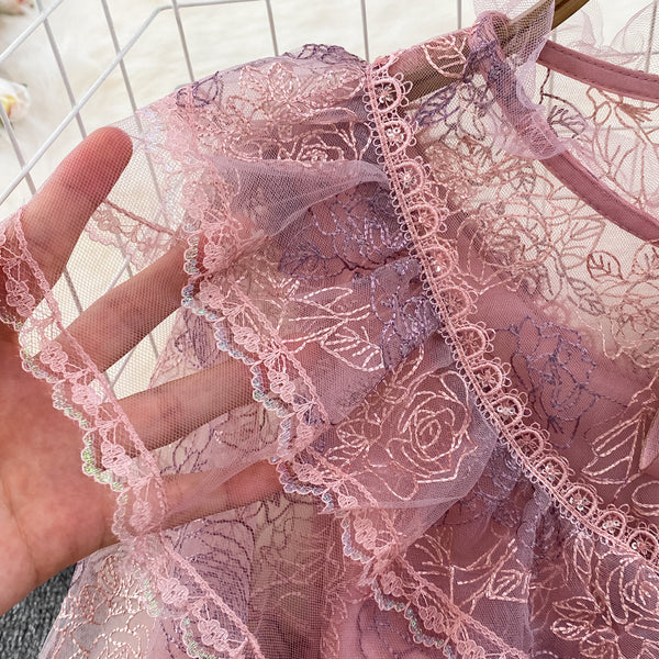 Lace Patchwork Sequin Tweed Dress