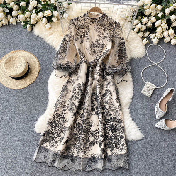 Delicate Embroidered Mesh Party Dress
