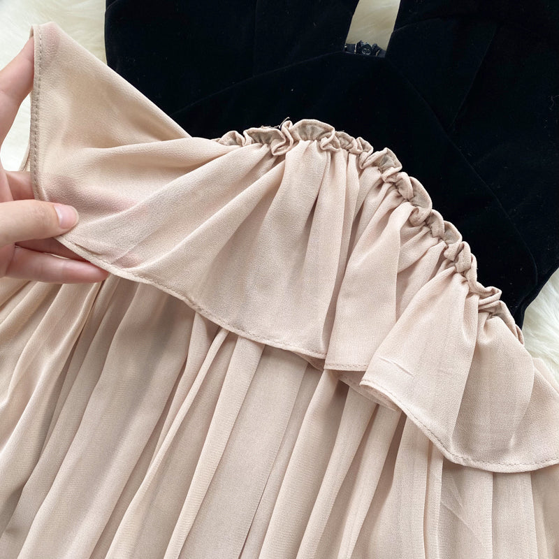 Irregular-designed Patchwork Chiffon Dress