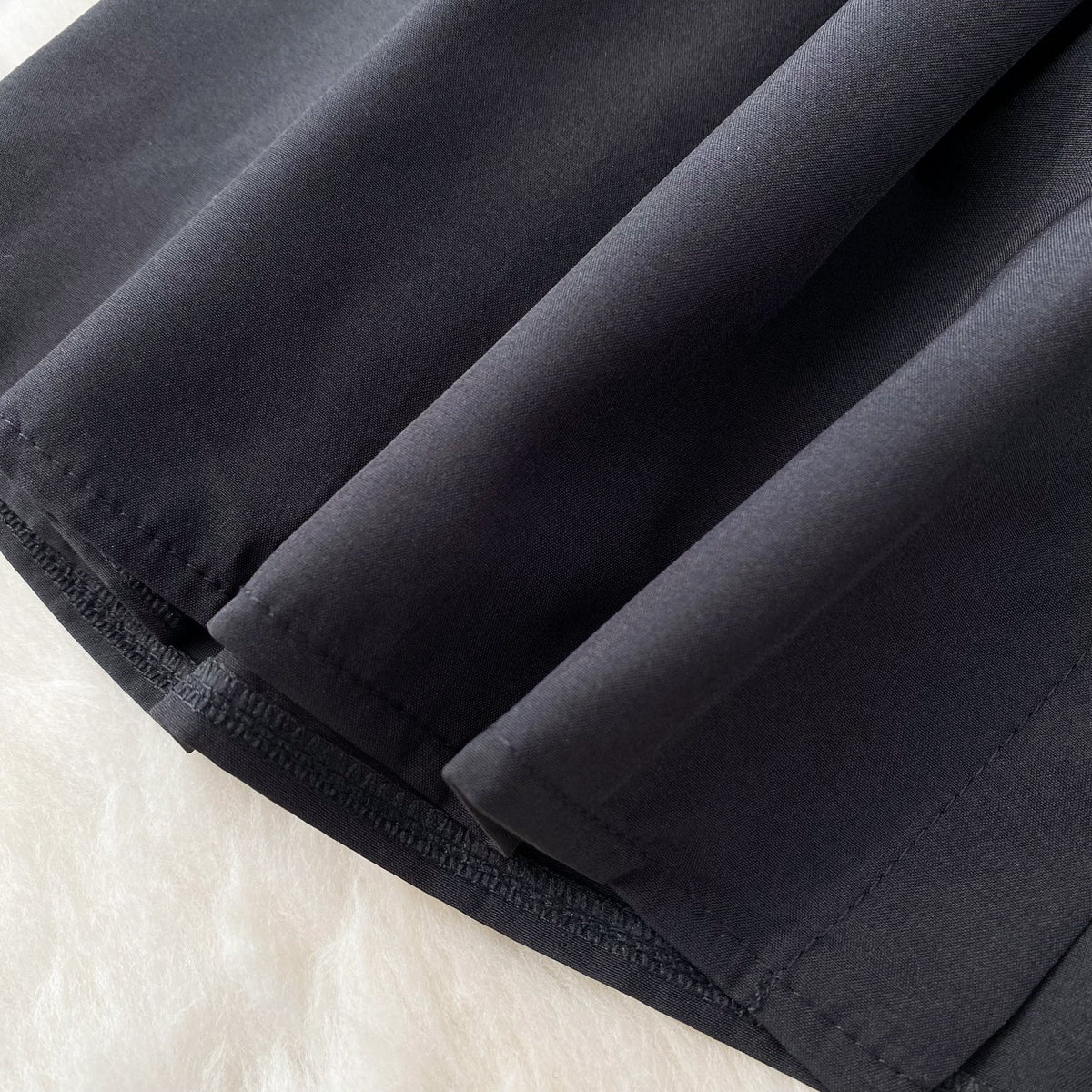 PU Girdle Ruffled Black Shirt Dress