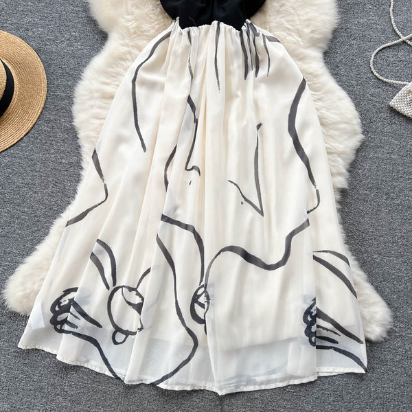 Black&White Color Blocked Slip Dress