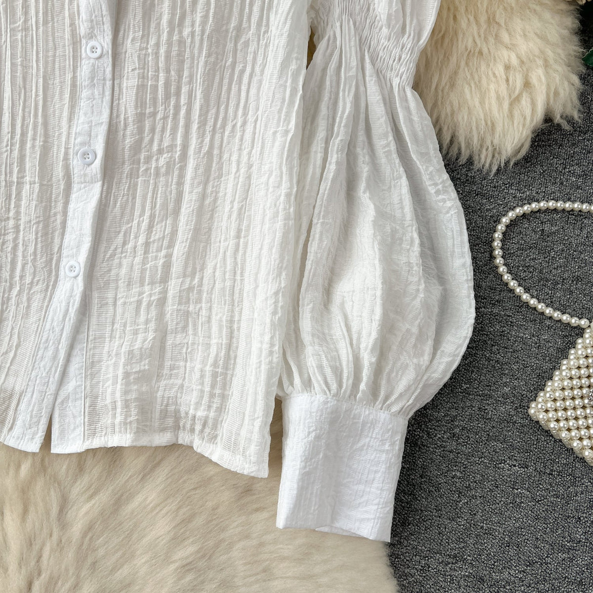 Strappy Denim Dress&White Shirt 2Pcs