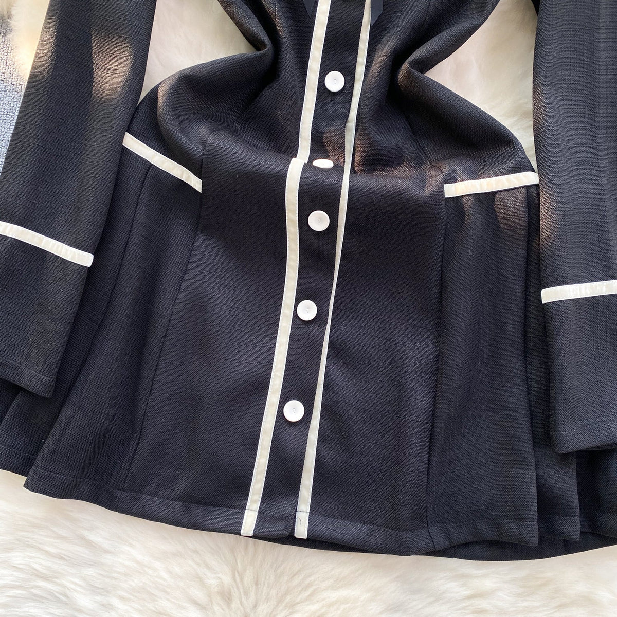 Korean Style Color Blocking Shirt Dress