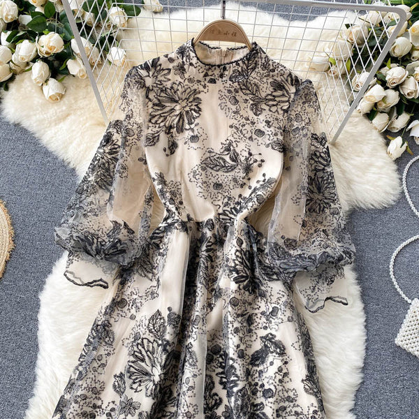 Delicate Embroidered Mesh Party Dress