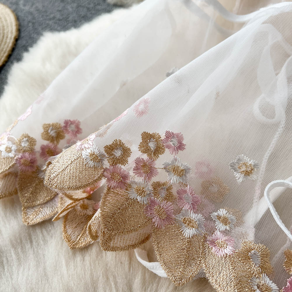 Sweet Lace Patchwork Embroidered Poncho Dress