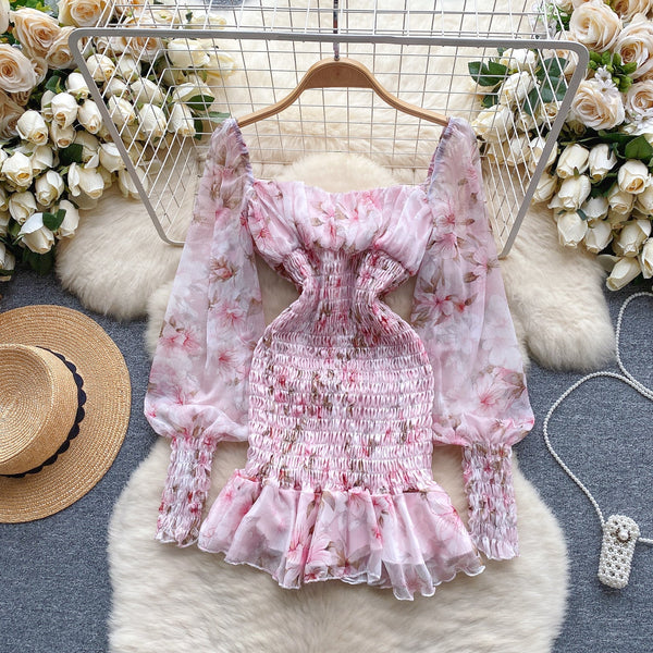 Fairy Pink Floral Pleated Dress