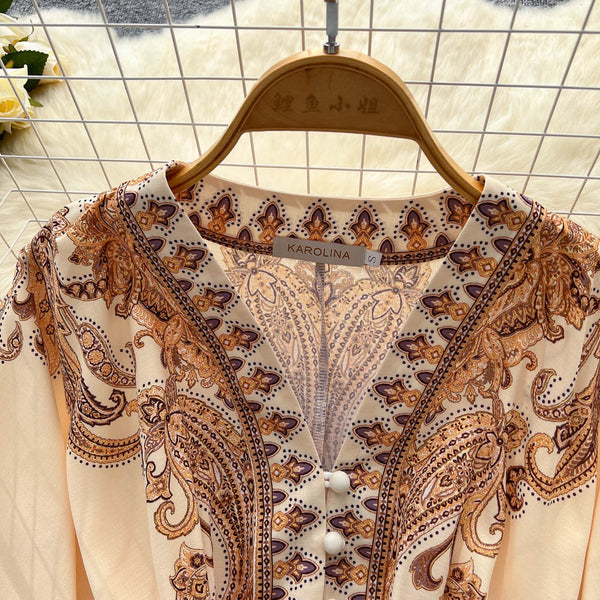 Courtly Printed Lace-up Dress