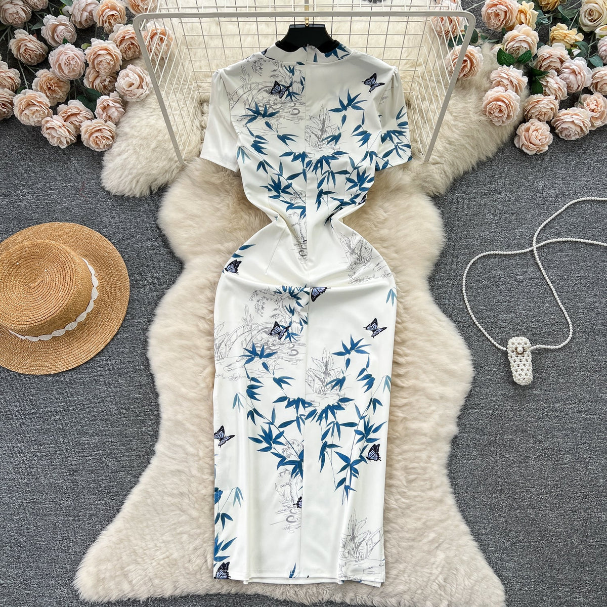 Chinese Style Floral Split Cheongsam