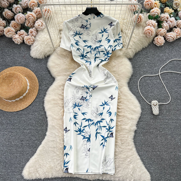 Chinese Style Floral Split Cheongsam