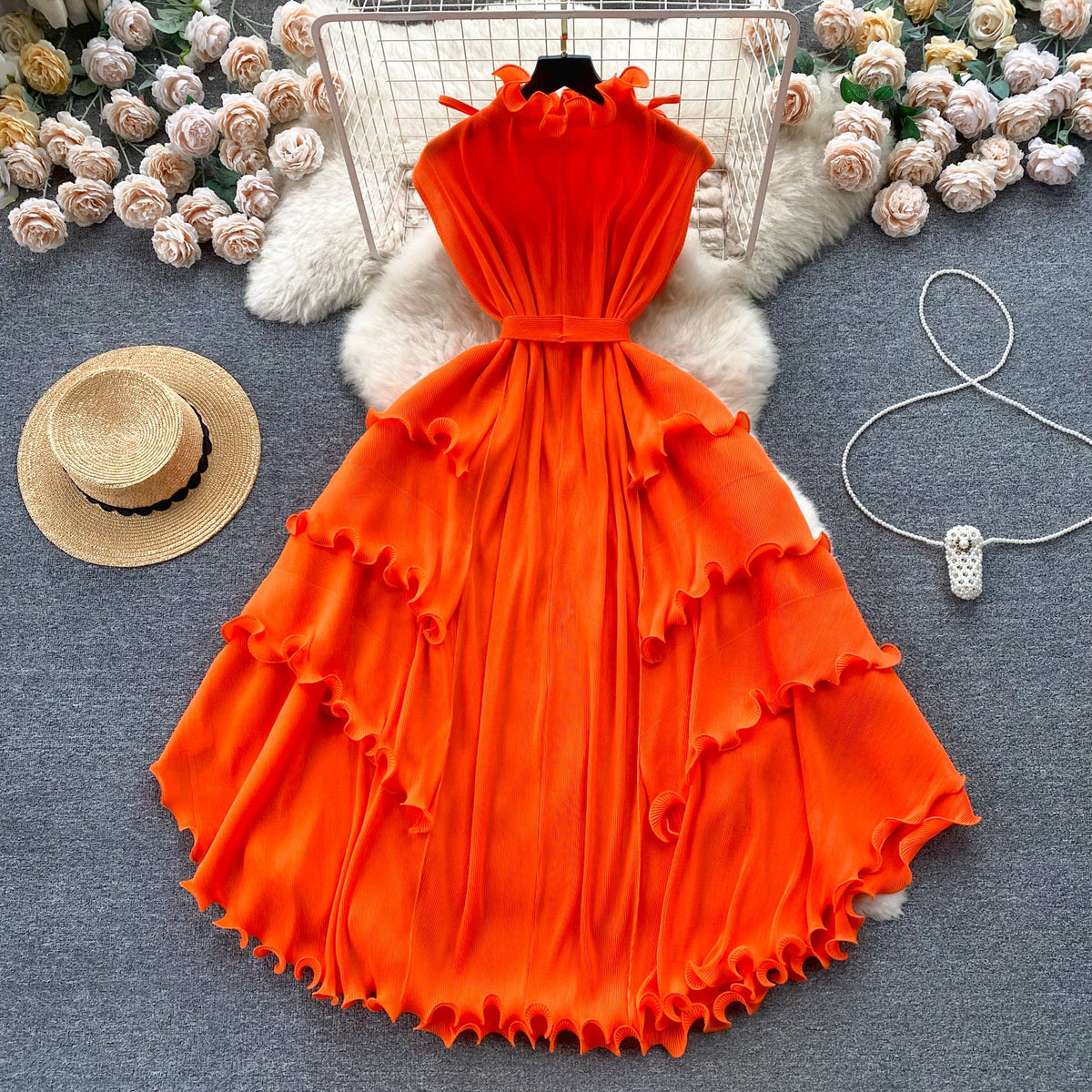Sweetie Sleeveless Ruffled Chiffon Dress