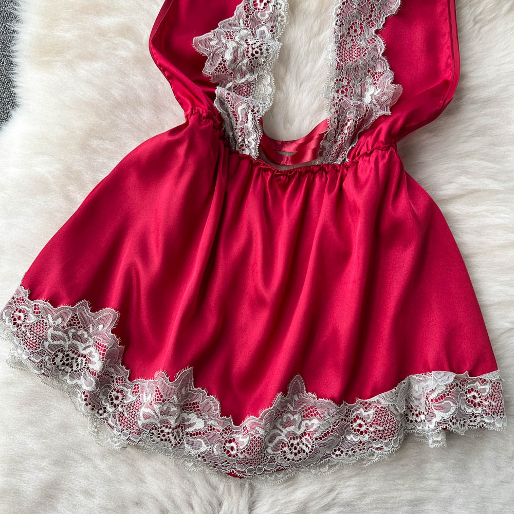 Red Lace Patchwork Cut-out Halter Dress