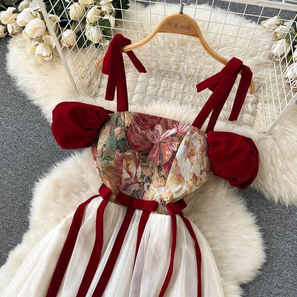 Floral Embroidered Camisole Mesh Dress