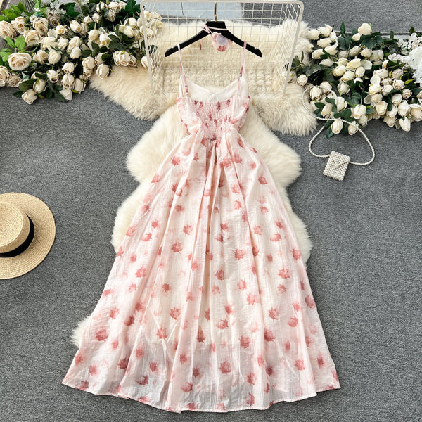 Vintage Ruffled Printed Slip Dress