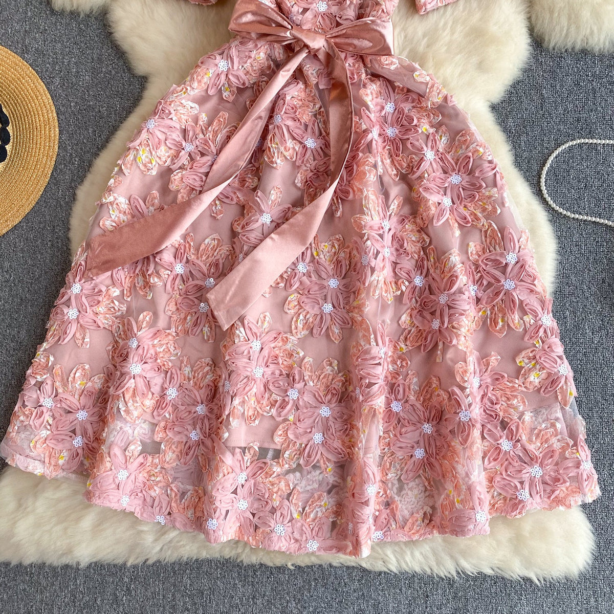 Pink Floral Embroidered Princess Dress