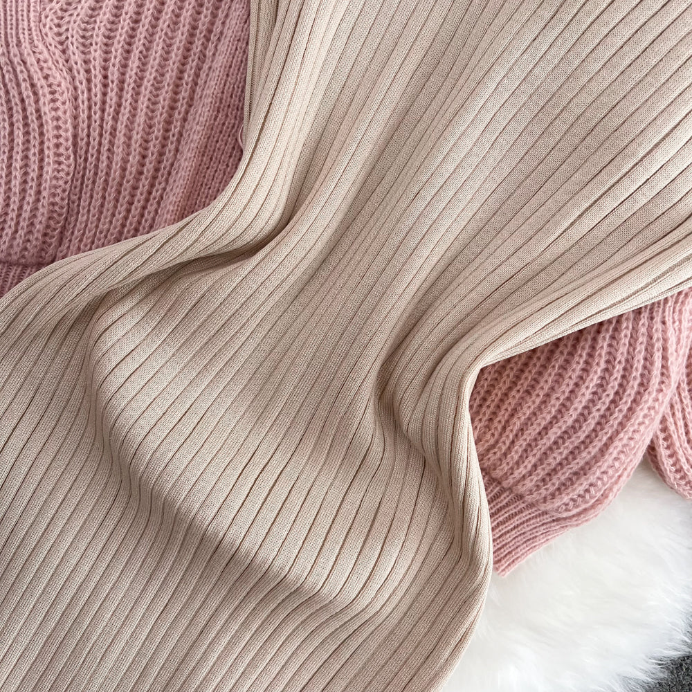 Loose Cardigan&Slip Dress Knitted 2Pcs