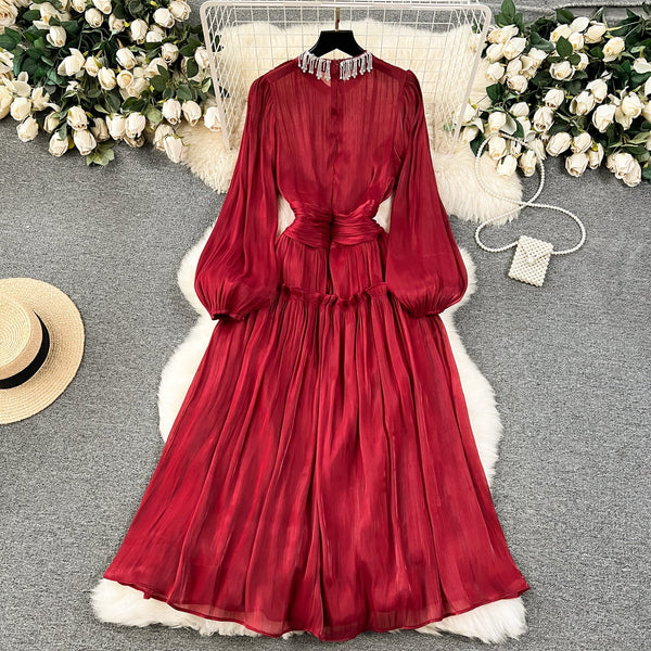 Rhinestone Tassel French Style Dress
