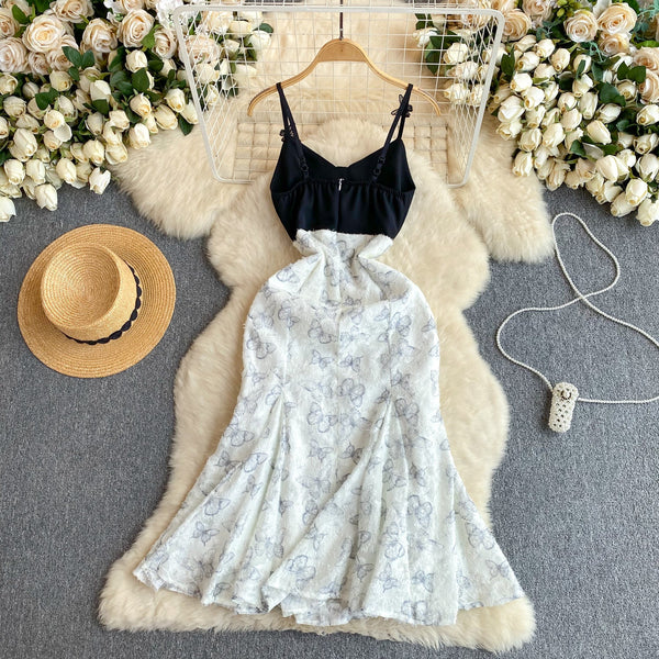 Color Blocking Patchwork Fishtail Slip Dress