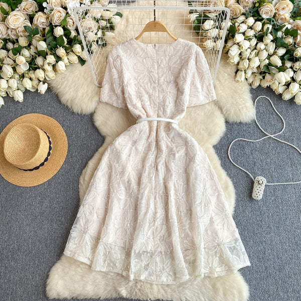 Elegant Sequined Floral Embroidered Dress