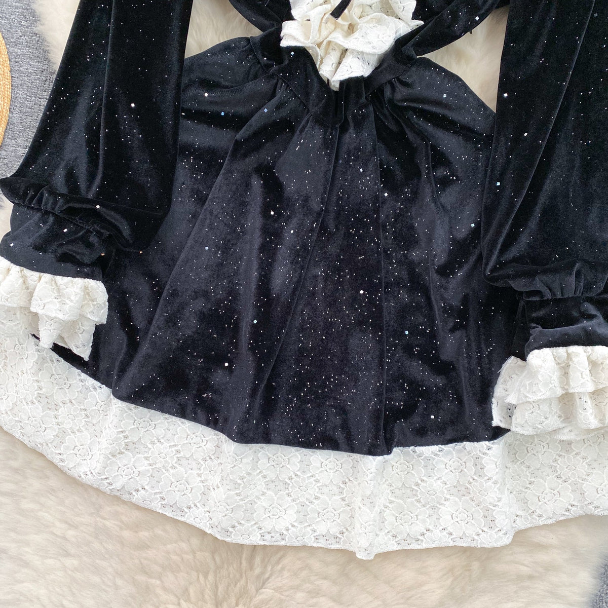 Sweetie Lace Trim Suede Dress