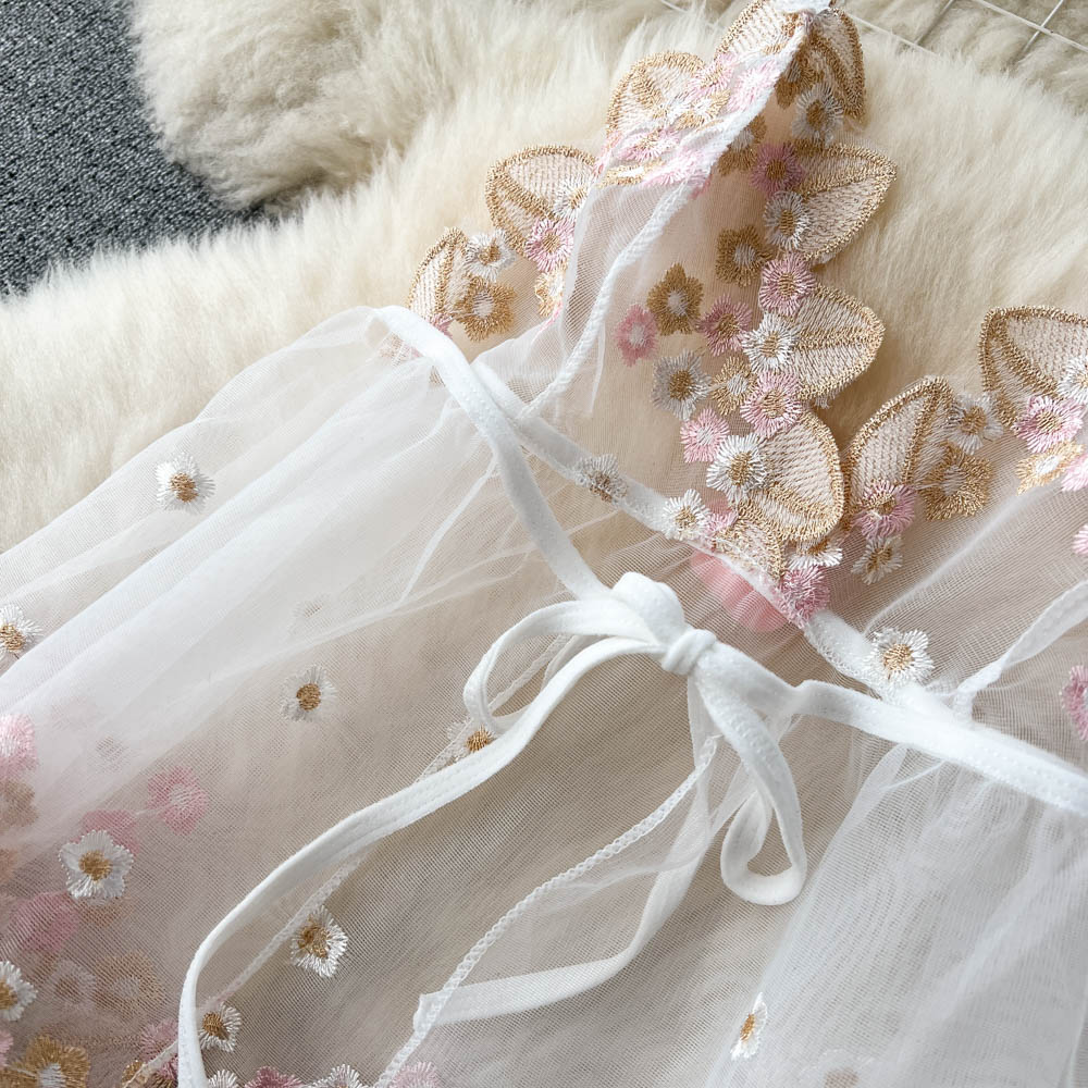 Sweet Lace Patchwork Embroidered Poncho Dress