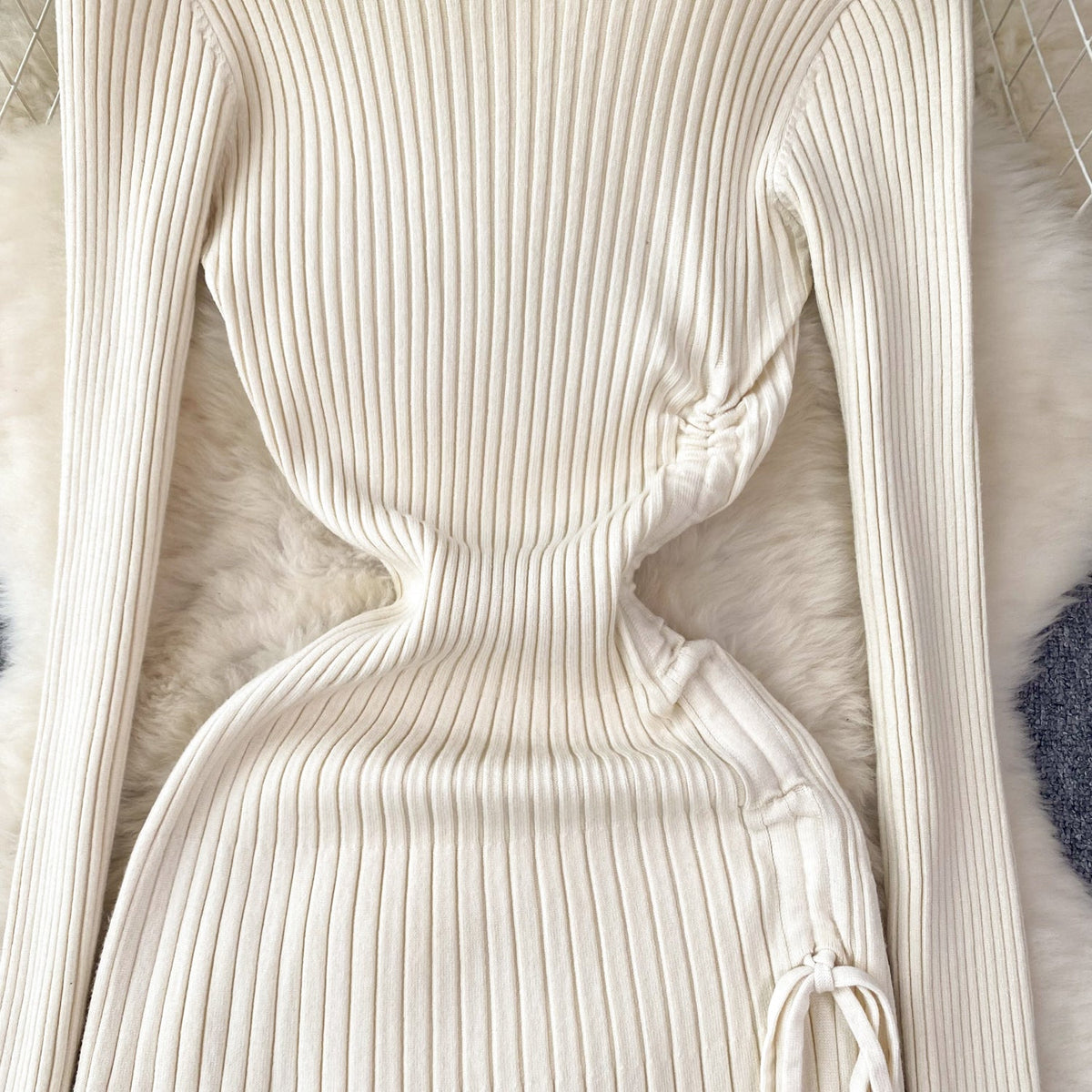 Solid Color Slim-fitting Knitted Dress