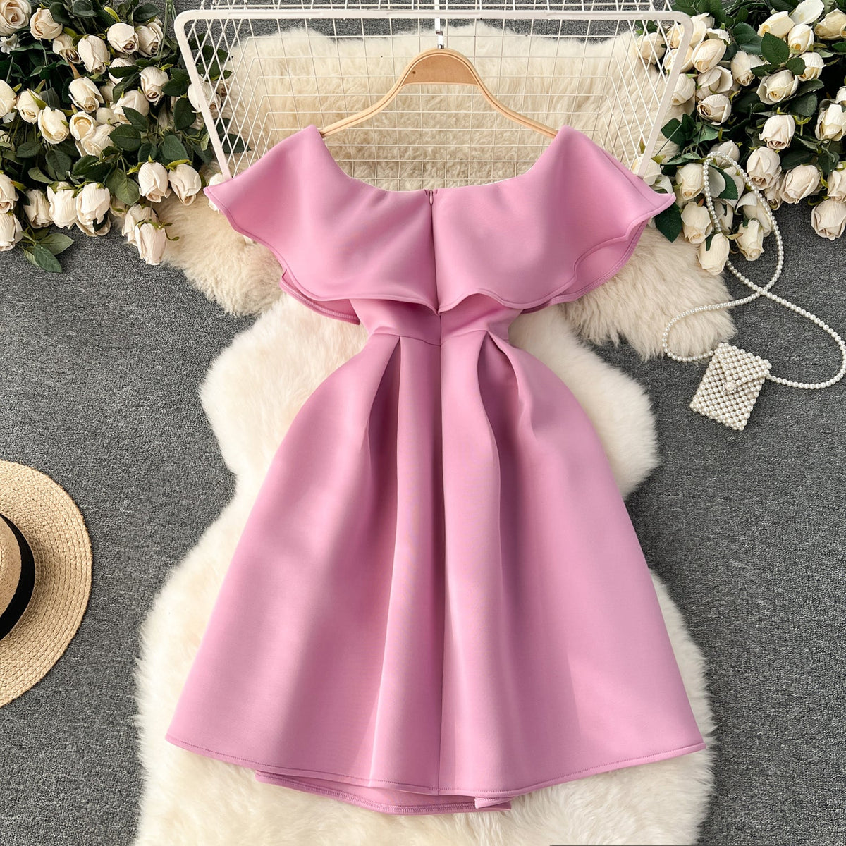 Delicate Ruffled Short Pink Dress
