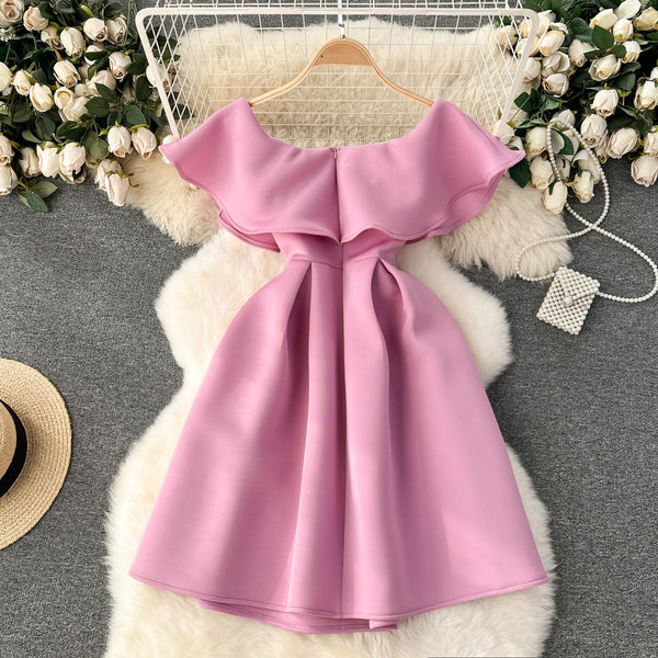 Delicate Ruffled Short Pink Dress