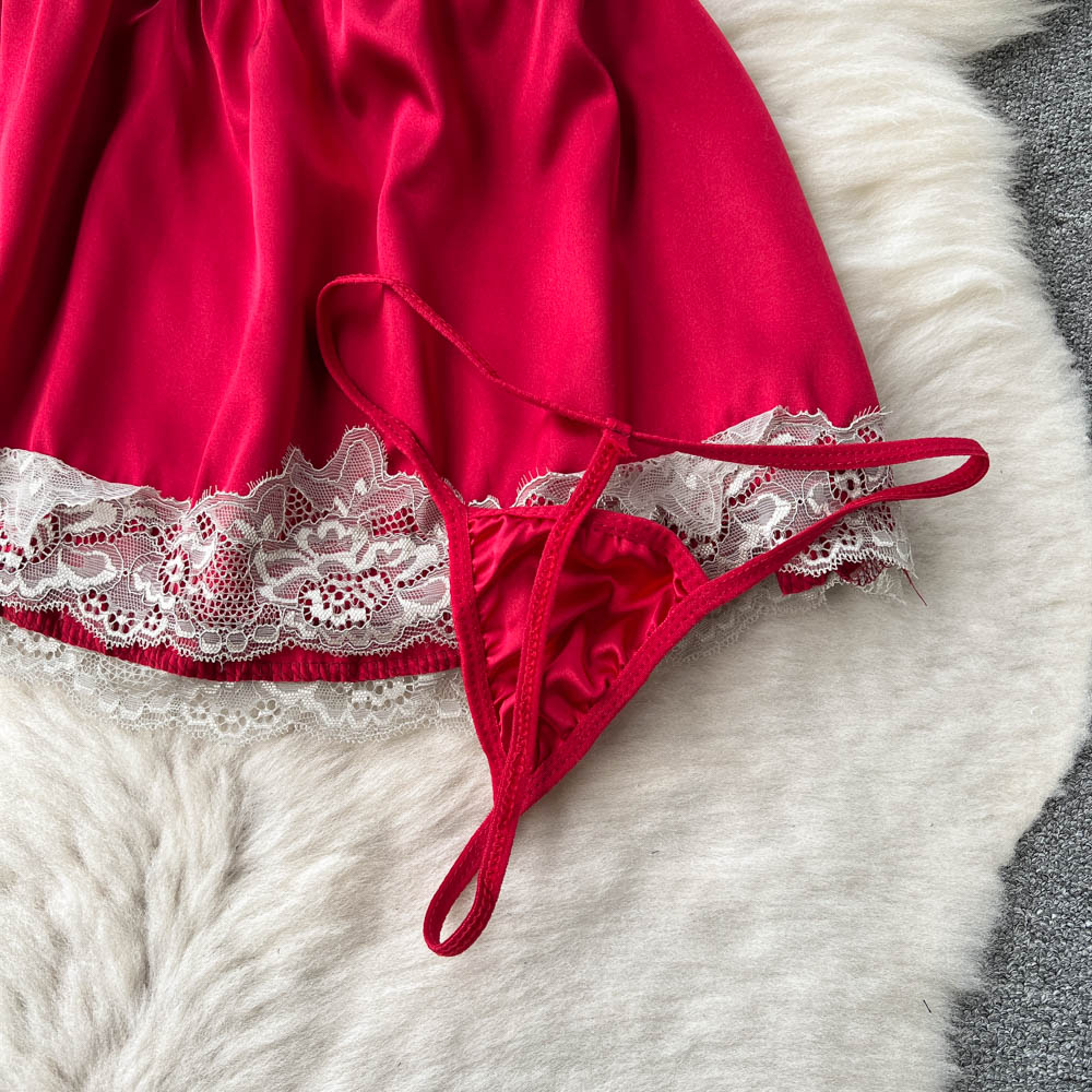 Red Lace Patchwork Cut-out Halter Dress