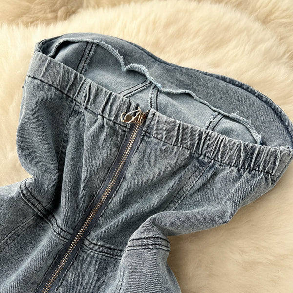 Vintage Off-shoulder Loose Denim Dress