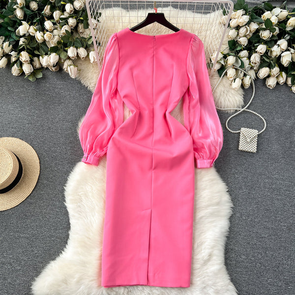 Rhinestone Studded Solid Color Dress
