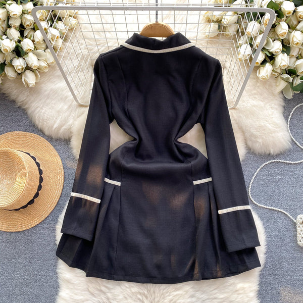 Korean Style Color Blocking Shirt Dress