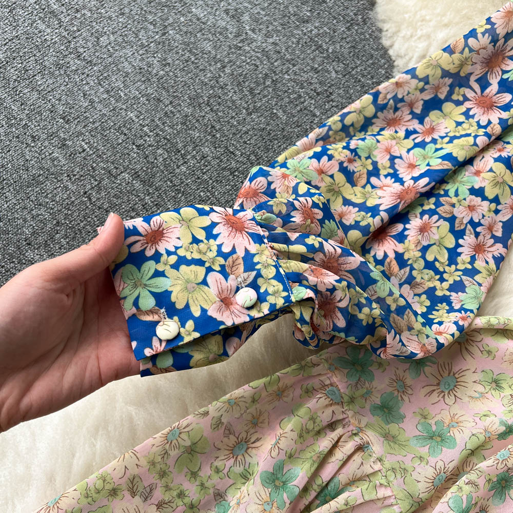 French Style Waist-slimming Floral Dress