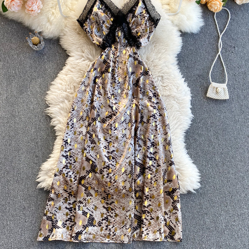 Lace Patchwork Backless Slip Dress