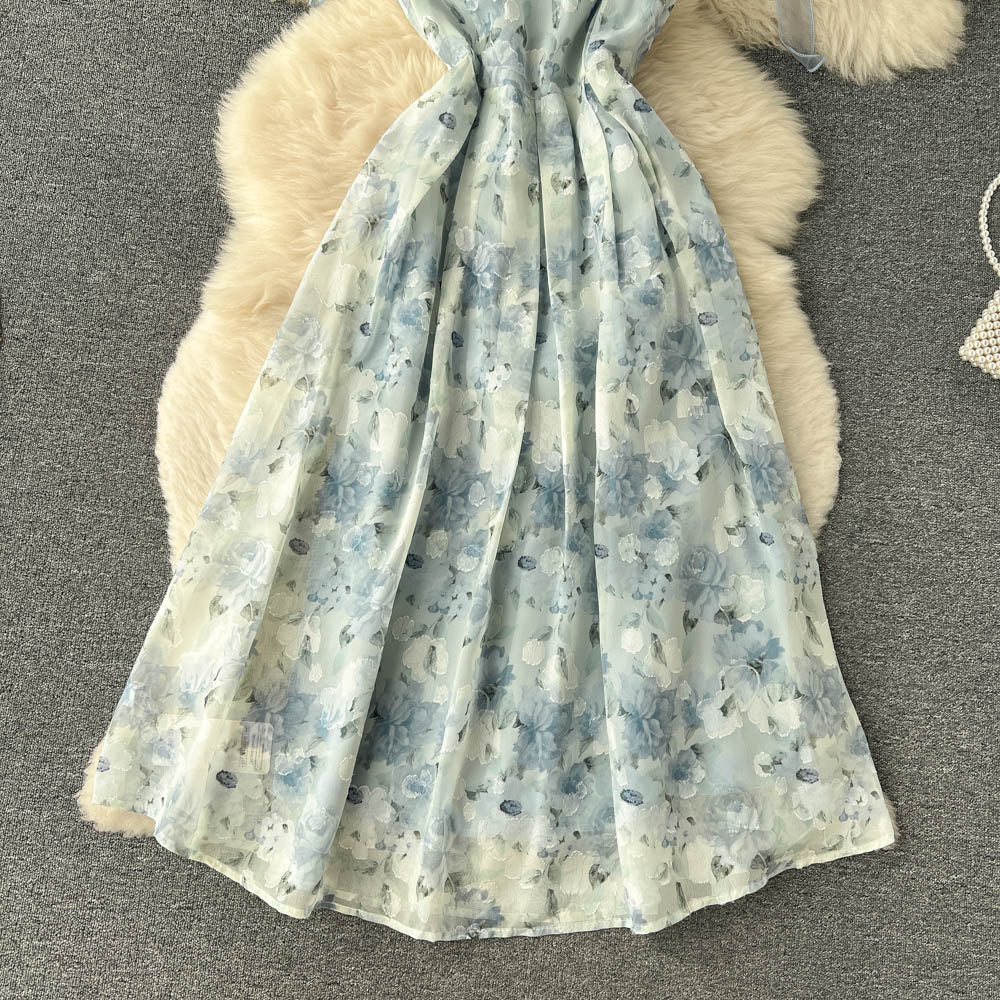 Bow-tie Floral Mesh Slip Dress