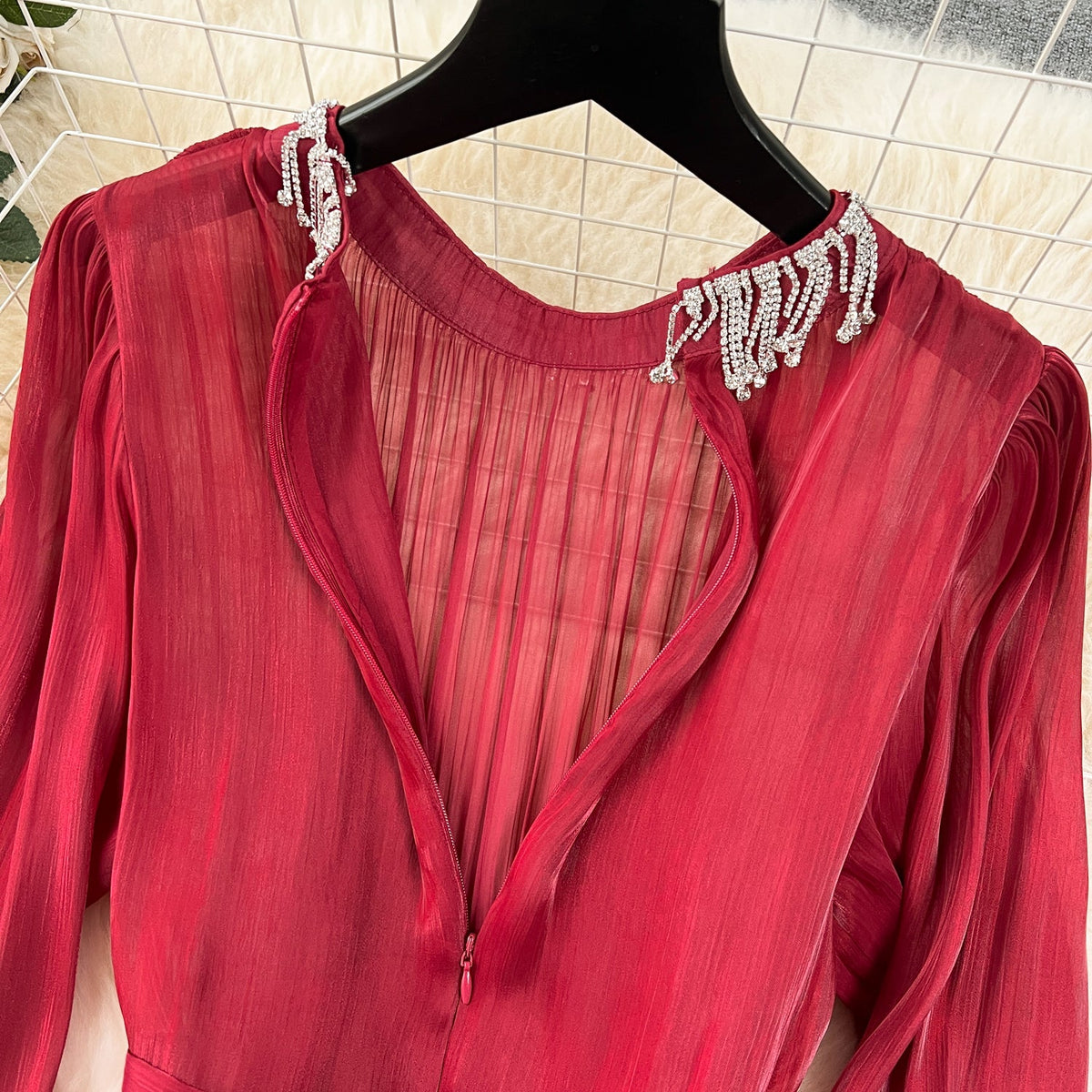 Rhinestone Tassel French Style Dress