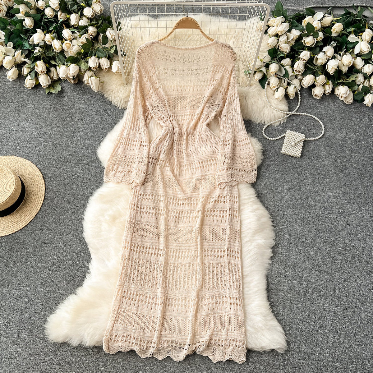 Korean Style Hollowed Crochet Dress
