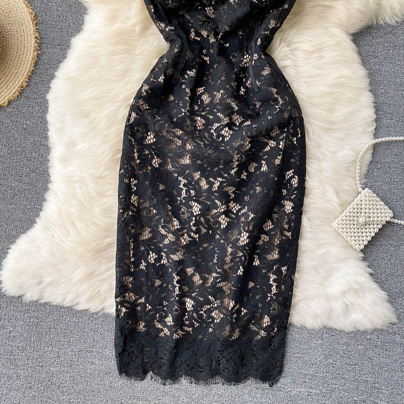 High-end Square Neck Lace Dress