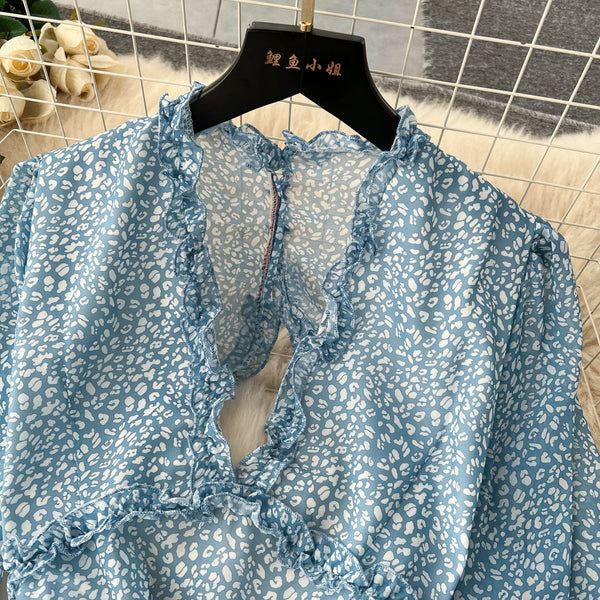 Niche Hollowed Floral Chiffon Dress