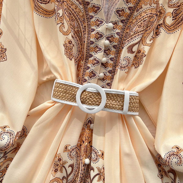Courtly Printed Lace-up Dress