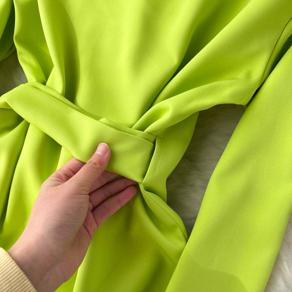 Fluorescent Green Suit Collar Strappy Dress
