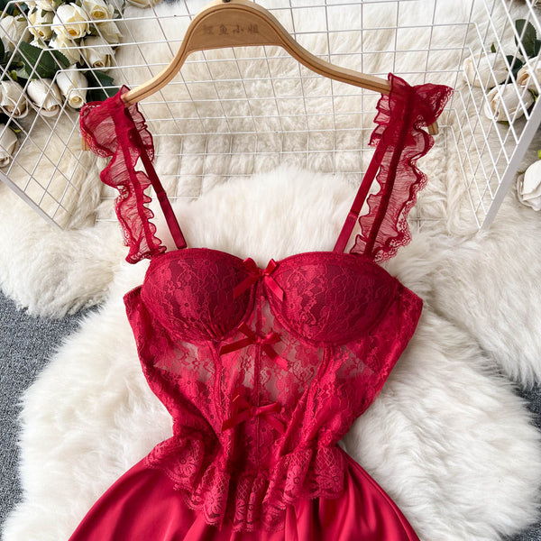 Backless Lace Patchwork Slip Dress